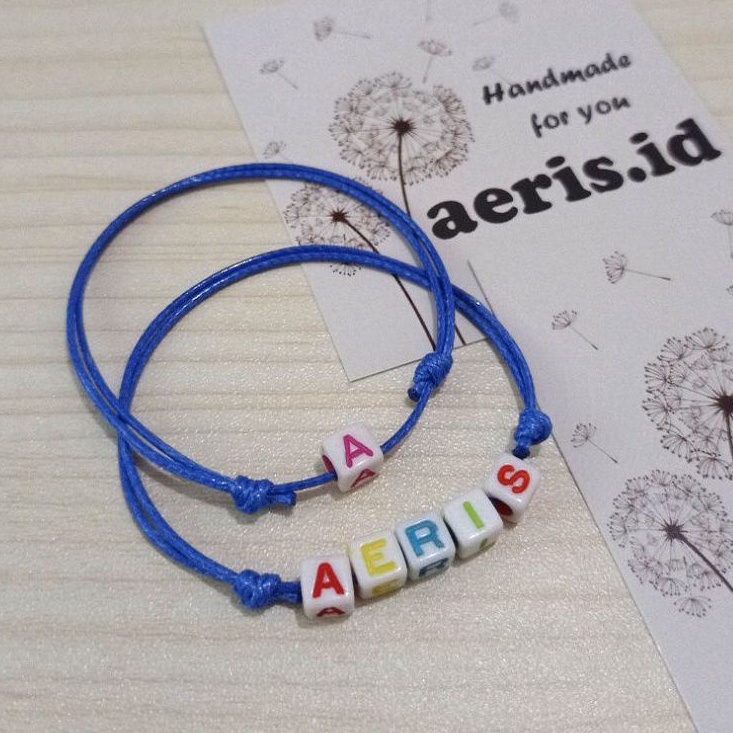 Gelang Inisial Huruf / Gelang Nama / Gelang Couple [BIRU]