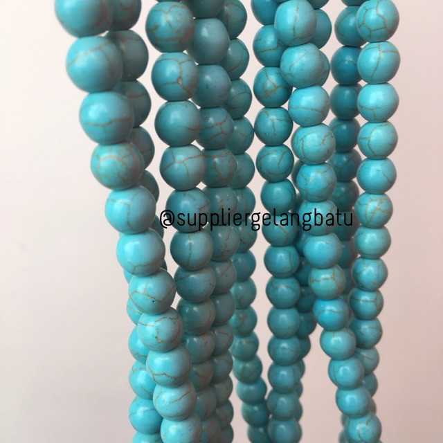 bahan soft blue pirus 8mm natural phyrus howlite serat emas gold akik biru phyrus bahan aksesoris