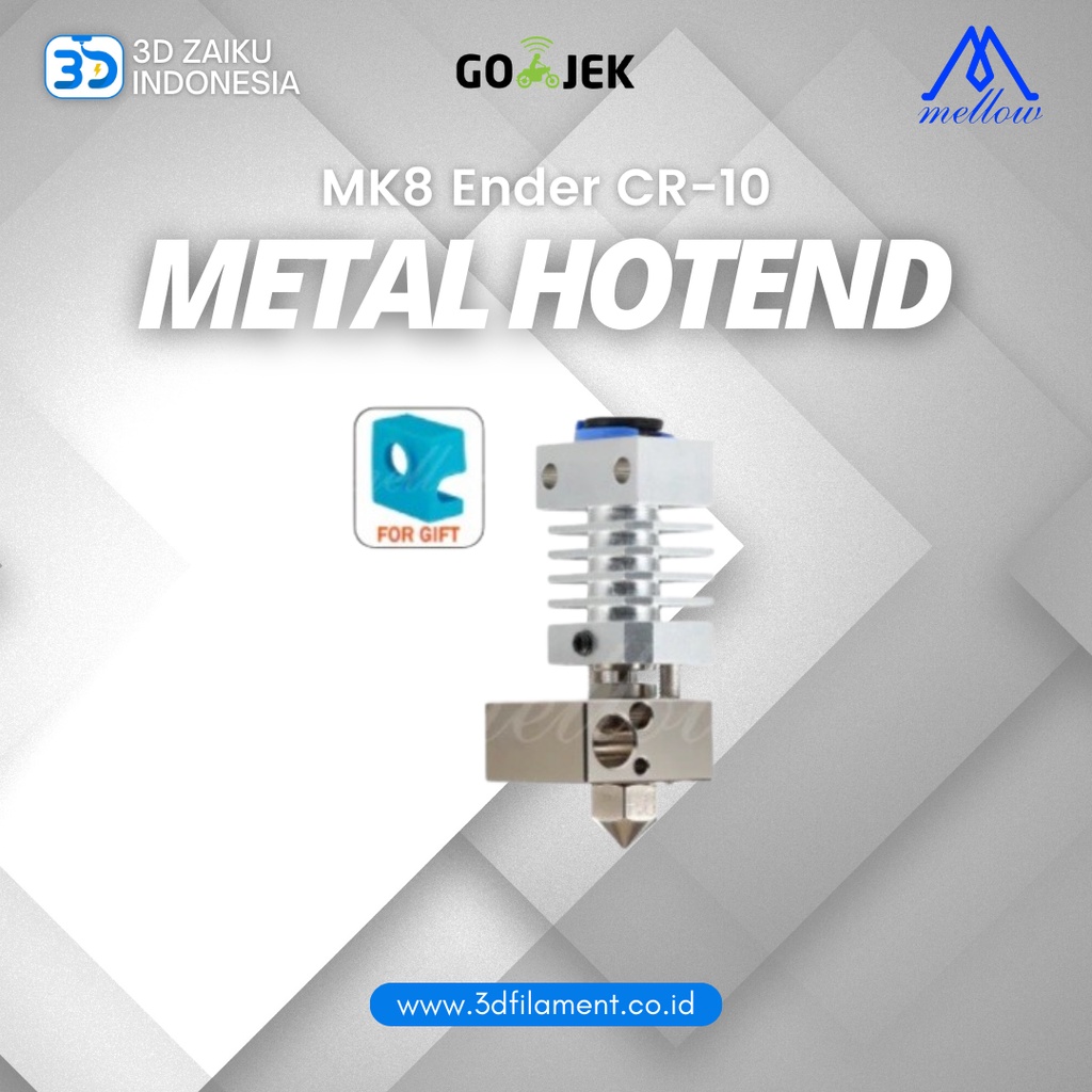 Original Mellow All Metal Hotend Plated Copper Block MK8 Ender CR-10