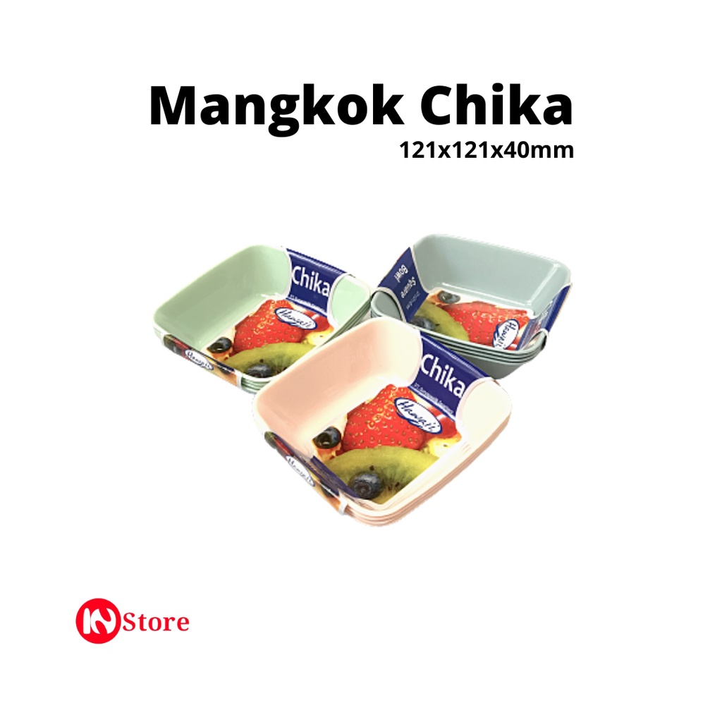 Mangkuk Plastik Persegi Chika Set Isi 4 Ukuran 4.7 inch