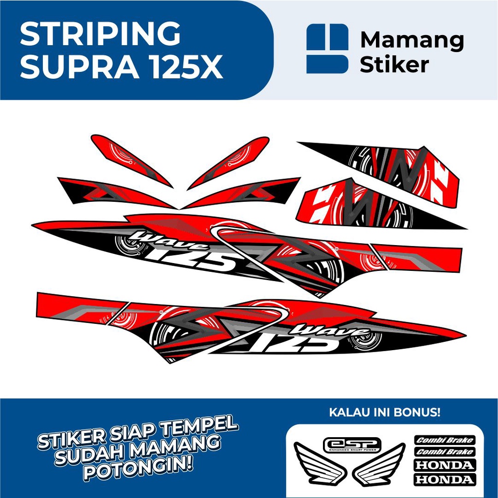 STRIPING SUPRA X 125 VARIASI 24/STICKER SUPRA X125 FI WAVE 2007 2008 2009 2010 LAMA/STIKER LIS HONDA