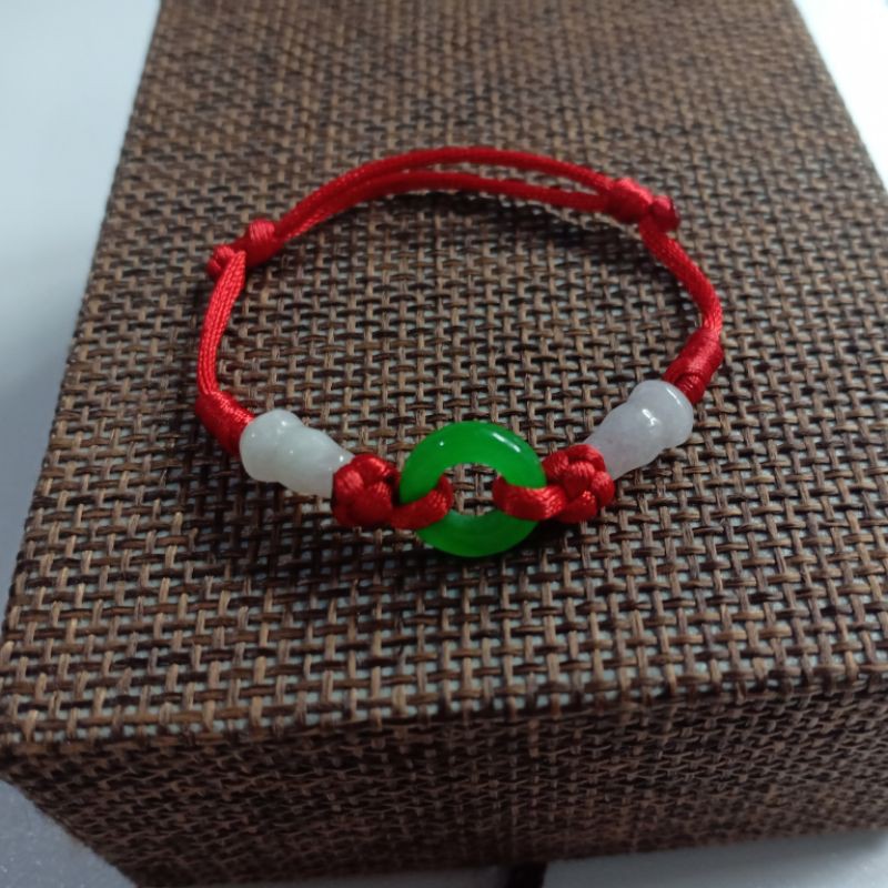 Gelang Giok Asli Holo Jadeite Mix Giok Donat Hijau