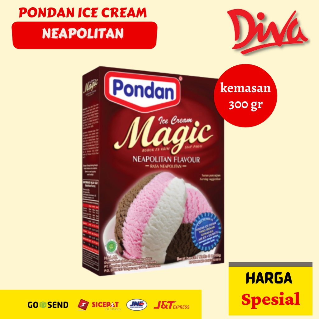 

[300gr] PONDAN ICE CREAM MAGIC NEOPOLITAN, Bubuk Es Krim Instan 3 Rasa