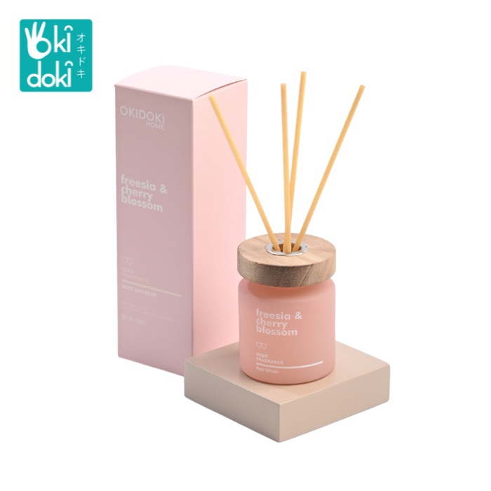OKIDOKI Reed Diff Freesia & Cherry Blossom 100 mL - Pewangi Ruangan - Reed Diffuser - Aromatherapy