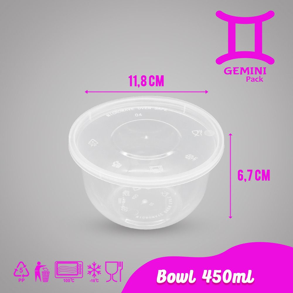 THINWALL MANGKOK MAKAN PLASTIK 450ML 25 Pcs/BULAT BOWL CUP PUDING