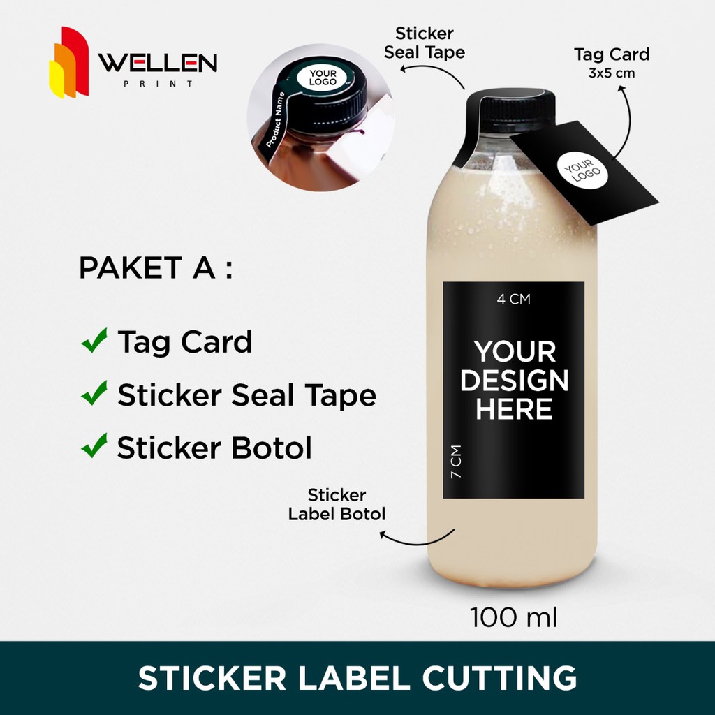 Jual Wellen Print Paket Cetak Sticker Label Untuk Branding Kemasan Botol Minuman Kopi Coffee 7279