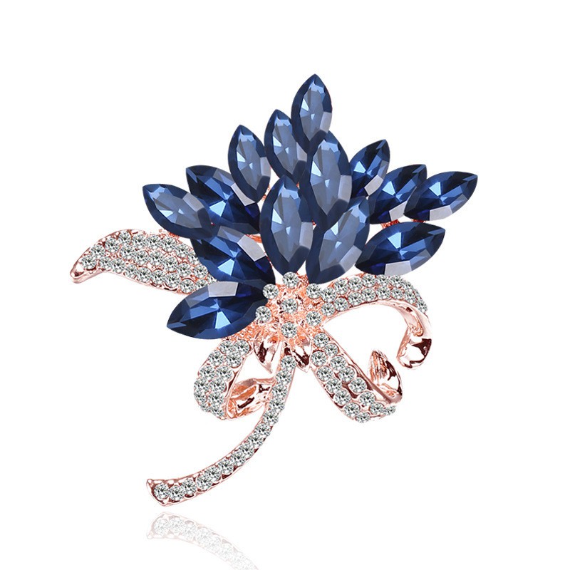 Hot Sale Korea Indah Bros Kristal Swan Bouquet Mutiara Cinta Bros High-end Opal Bunga Busur Bros Mode semua pertandingan Aksesoris-10#