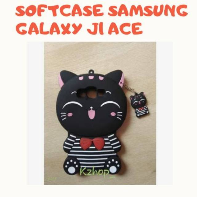 Kzhop_ Softcase 3D Hp Samsung Galaxy J1 ACE / J1ACE Case Silikon Karakter Kucing Kartun Lucu