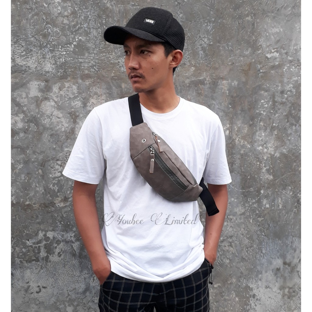 waistbag kulit sintetis pria murah