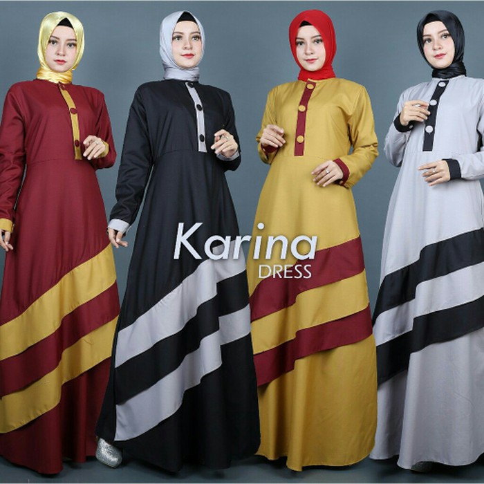 Karina Dress balotelli Muslim / Maxy Dress Muslim XL - Hitam