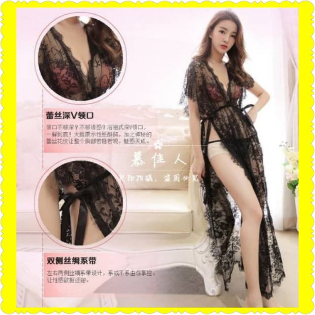 Lingerie Longdress BESAR Panjang Renda Transparan IMPORT