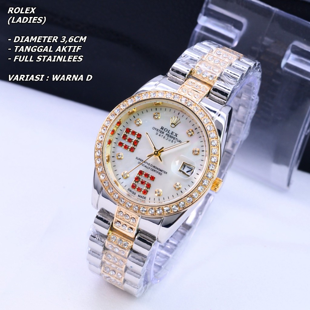 JAM TANGNA WANITA RANTAI BODY BULAT DIAMOND TANGGAL AKTIF