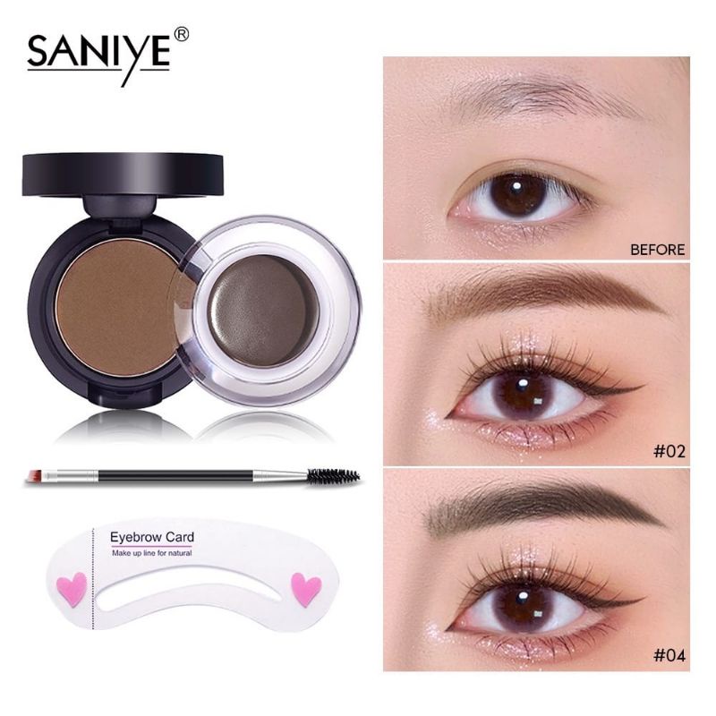 Medan Termurah Gel eyebrow waterproof long stay saniye Cream &amp; powder eyebrow gel alis krem alis bubuk alis