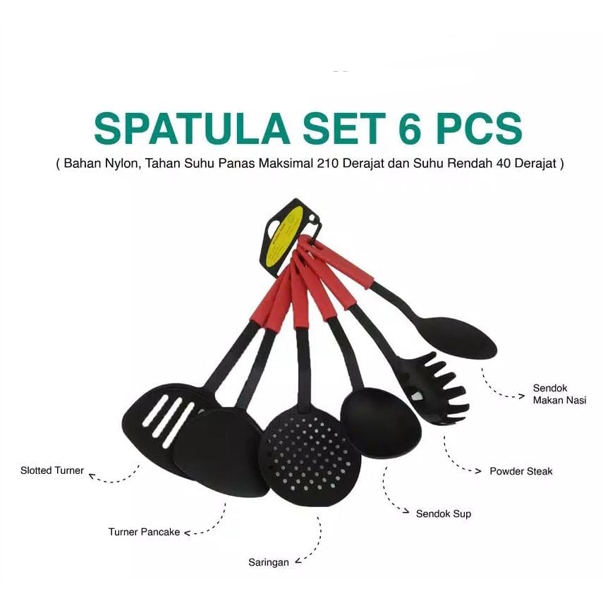 SET SPATULA WARNA ISI 6 PCS / SPATULA NILON