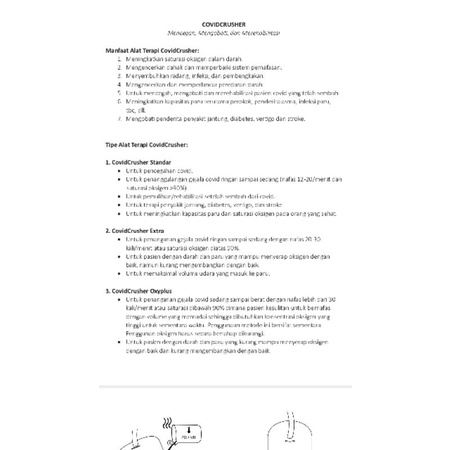 Covid Crusher Standard Alat terapi uap herbal hangat, bukan nebulizer dan humidifier,  lebih mirip HFNC / HHO (High Flow Nassal Canula/Humidified Heated Oxygen)