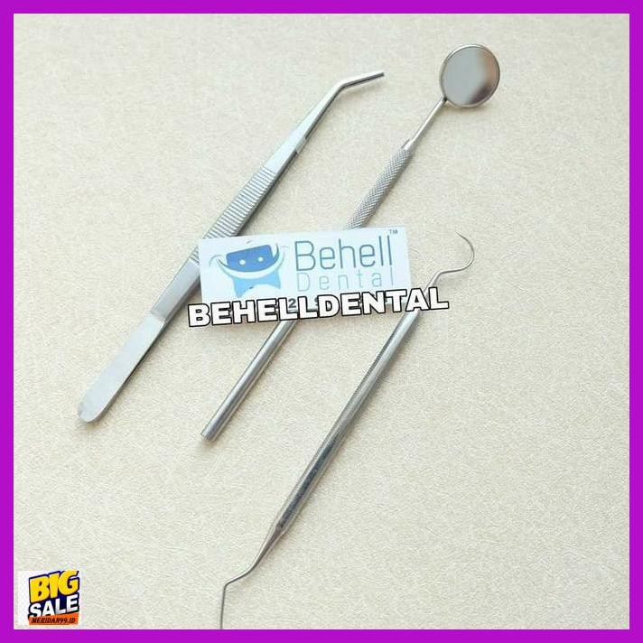LEHEBEHEL- SONDE BESI, PINSET BEHEL BRACKET, KACA MULUT 1 SET / ALAT KEDOKTERAN G -ASLII.