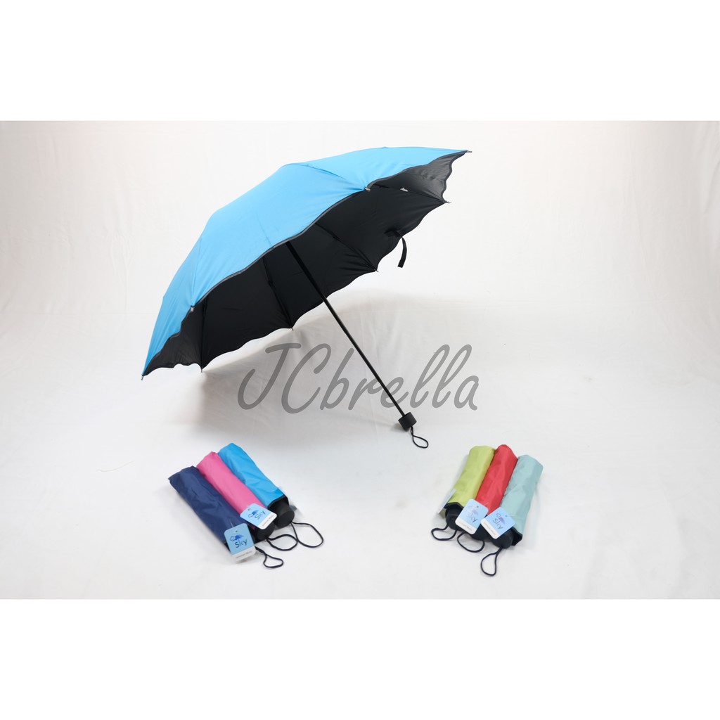 Payung Lipat SKY 3D Magic Premium KOREA / Dimensi Lapisan Hitam ANTI UV (Gelombang)
