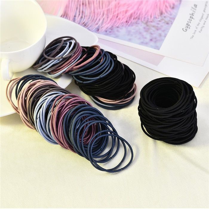 100pcs Karet rambut Import/ Karet warna / Ikat Rambut Korea Tali rambut warna warni 5cm