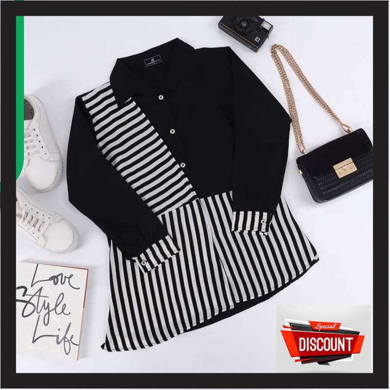 Blus Wanita Lengan Panjang dengan Bahan Linen dan Hiasan Pita Bergaya Korea