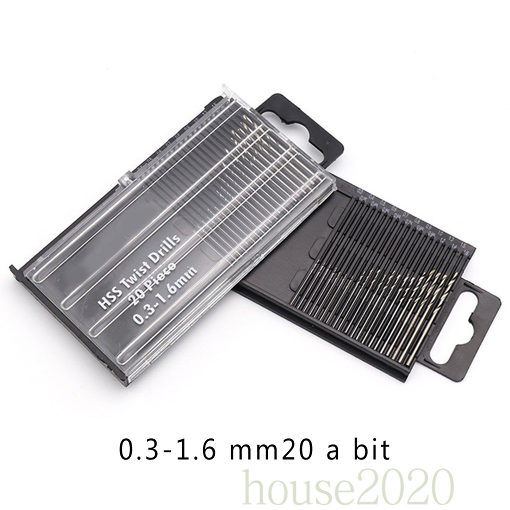 BITS Set 20pcs Mata Bor Mini Dengan Bahan Hss High Speed Steel Dan Ukuran 0.3-1.6mm