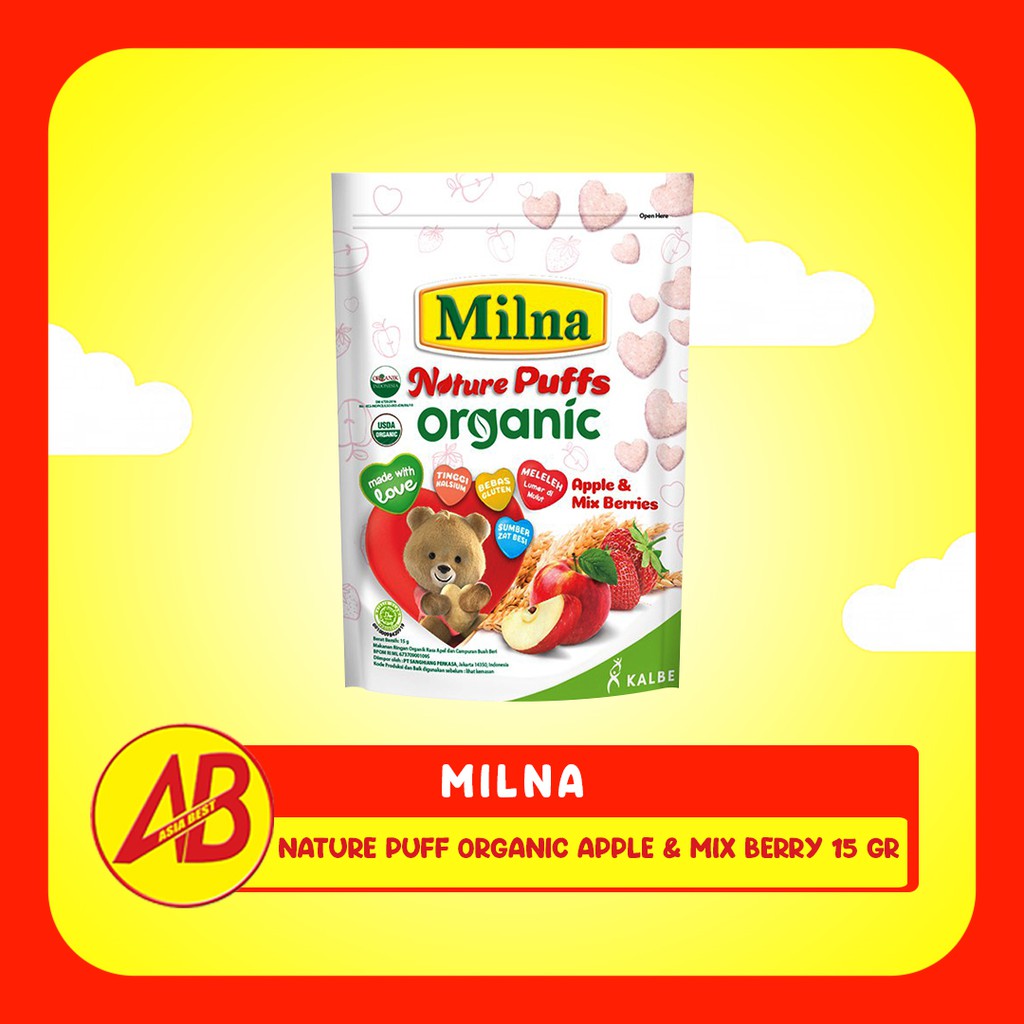 MILNA NATURE PUFFS ORGANIC APPLE &amp; MIX BERRIES 15 GR