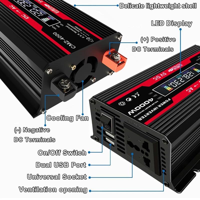 Power Inverter Pure Sine Wave PSW DC 12V/24V To AC 220V 4000W Mengubah arus DC ke AC