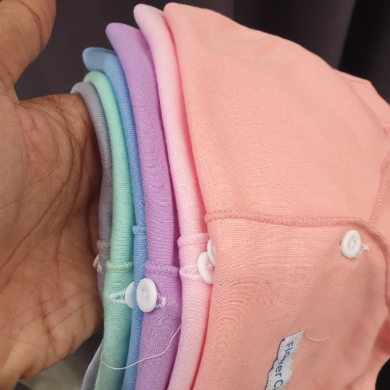 (6 Pcs) Baju Bayi SNI Kemeja Panjang Polos Newborn SNI 0-6 Bulan BAJU TANGAN PANJANG FLOWER CART'S