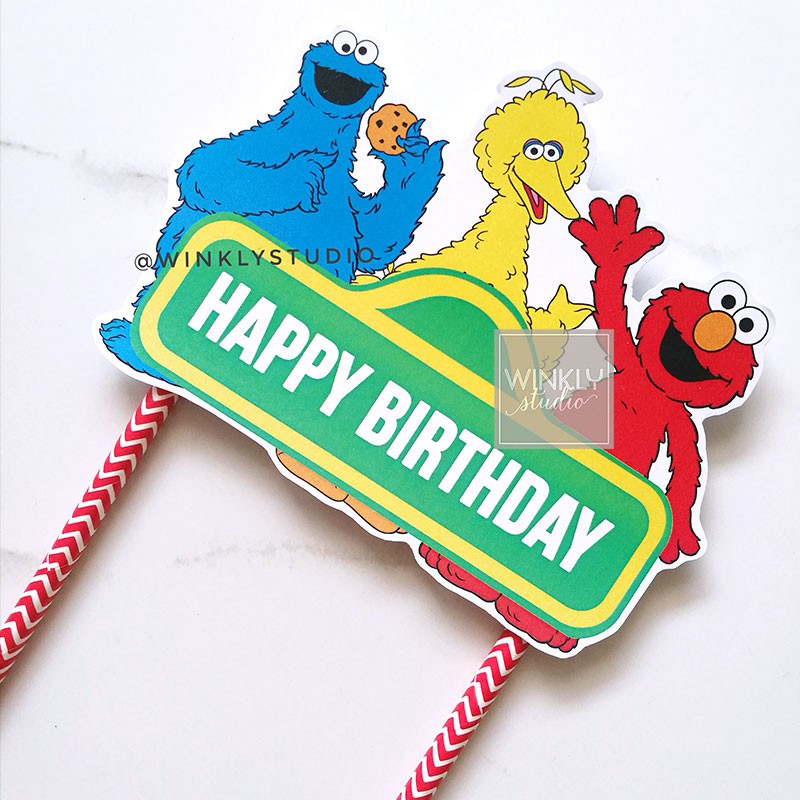 Big Cake Topper Elmo Ready / Sesame Street Topper Kue Tart / Hiasan Kue Ulang Tahun Cookie Monster