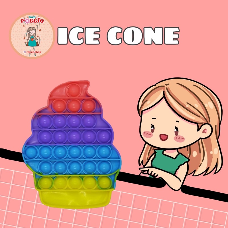 READY!READY! Fidget Pop It Rainbow Lengkap Murah/Mainan Sensorik Pereda Stres/Pop It Viral-Ice Cone