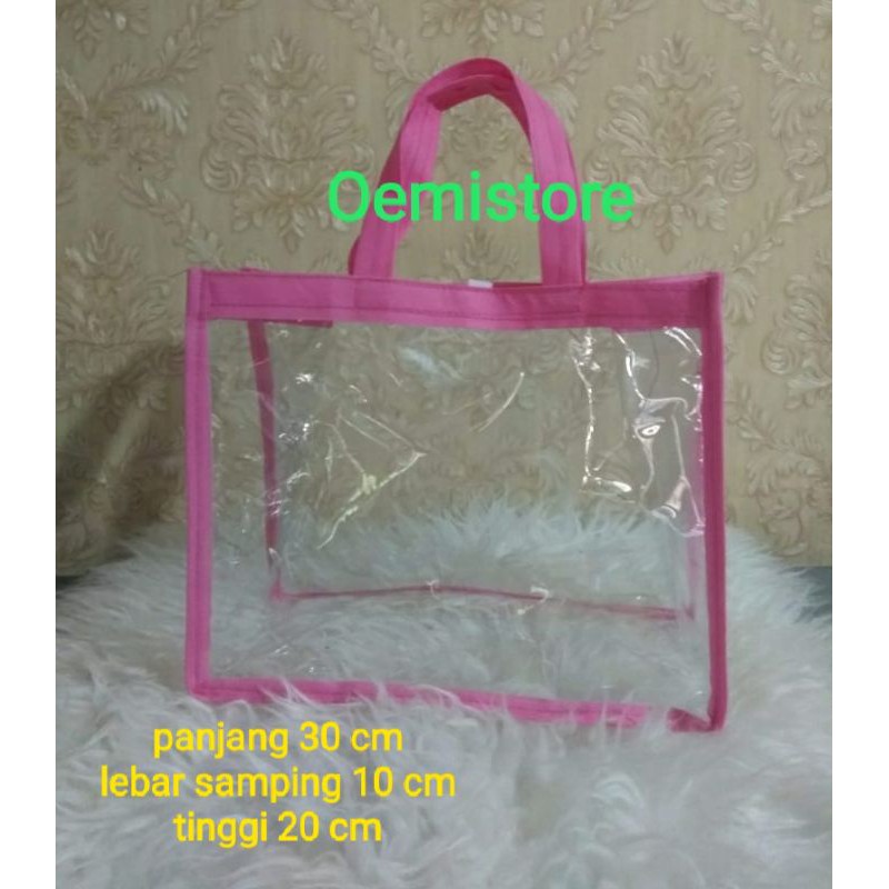 

Hampers tas souvenir mika transparan kecil 30x10x20