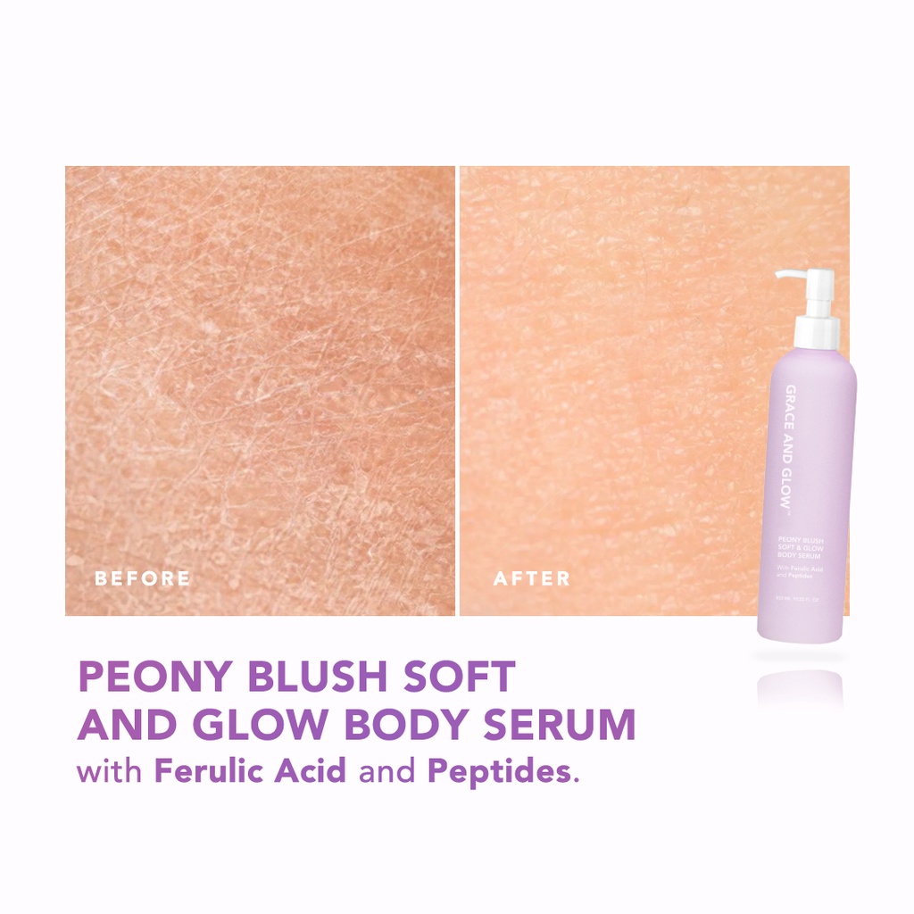 Grace and Glow Peony Blush Soft &amp; Glow solution Body Wash + Body Serum For Anti Blemish and Skin Barrier Ferulic Acid &amp; Peptides