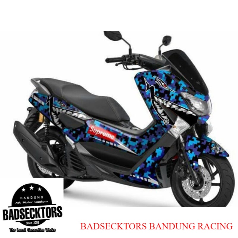 STICKER DECAL YAMAHA NMAX MOTIF SUPREME BAPE BIRU keren
