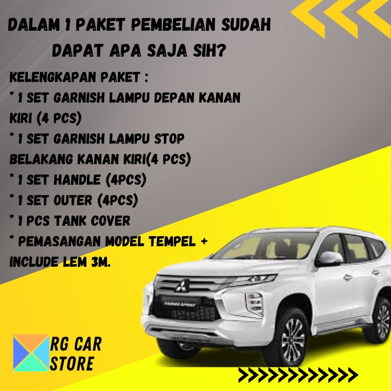 PAKET GARNISH OUTER HADLE PAJERO SPORT 2021-2022 DIJAMIN PNP BERKUALITAS