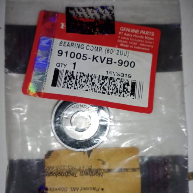 Bearing laher bak CVT KVB tanpa Kuningan Beat fi Scoopy fi Spacy fi Vario 110 Fi Vario 125 Fi old, O