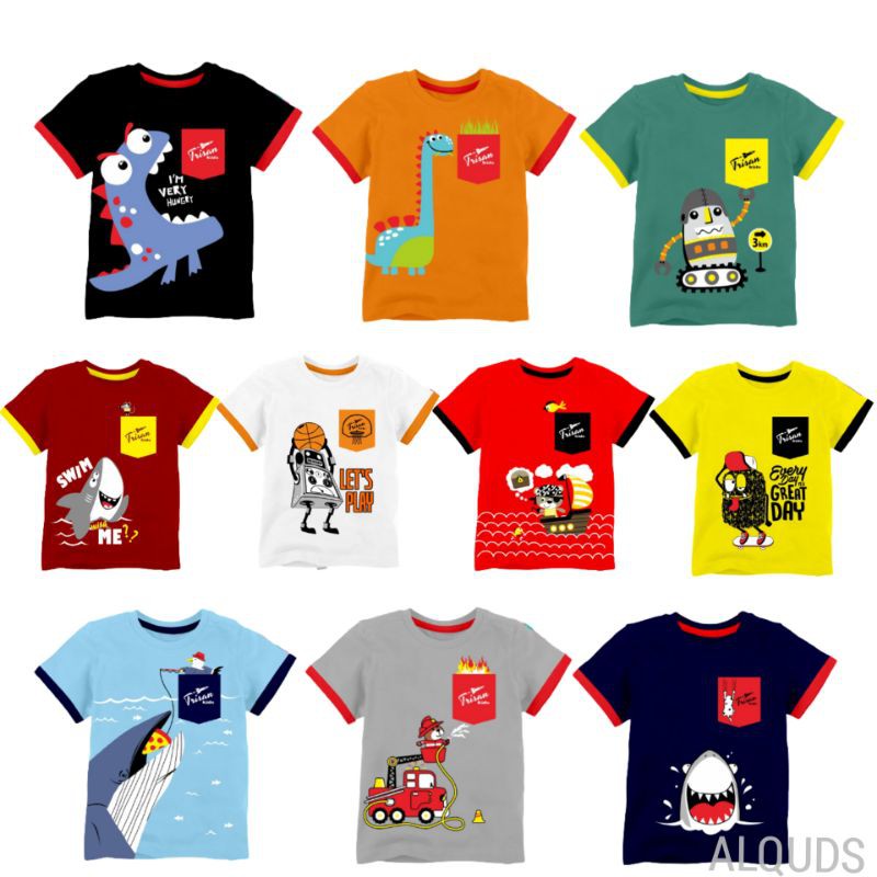 Baju Kaos Anak Laki Laki Cowok Karakter Animal pocket 2-10