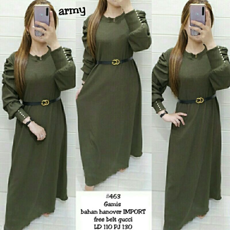 Gamis lengan model balon 463 bahan hanover Tebal
