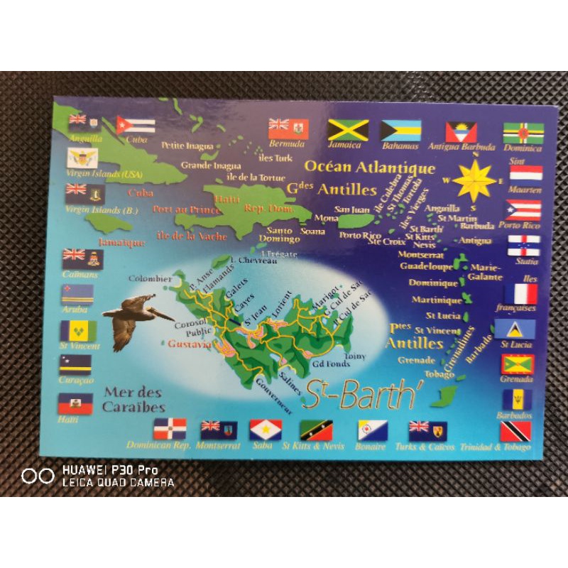

kartu pos peta St. Barthélemy/map postcard