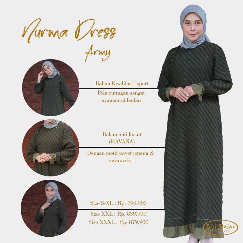 Gamis Wanita Siti Hajar Nurma Dress &amp; Nami Dress (Hitam)