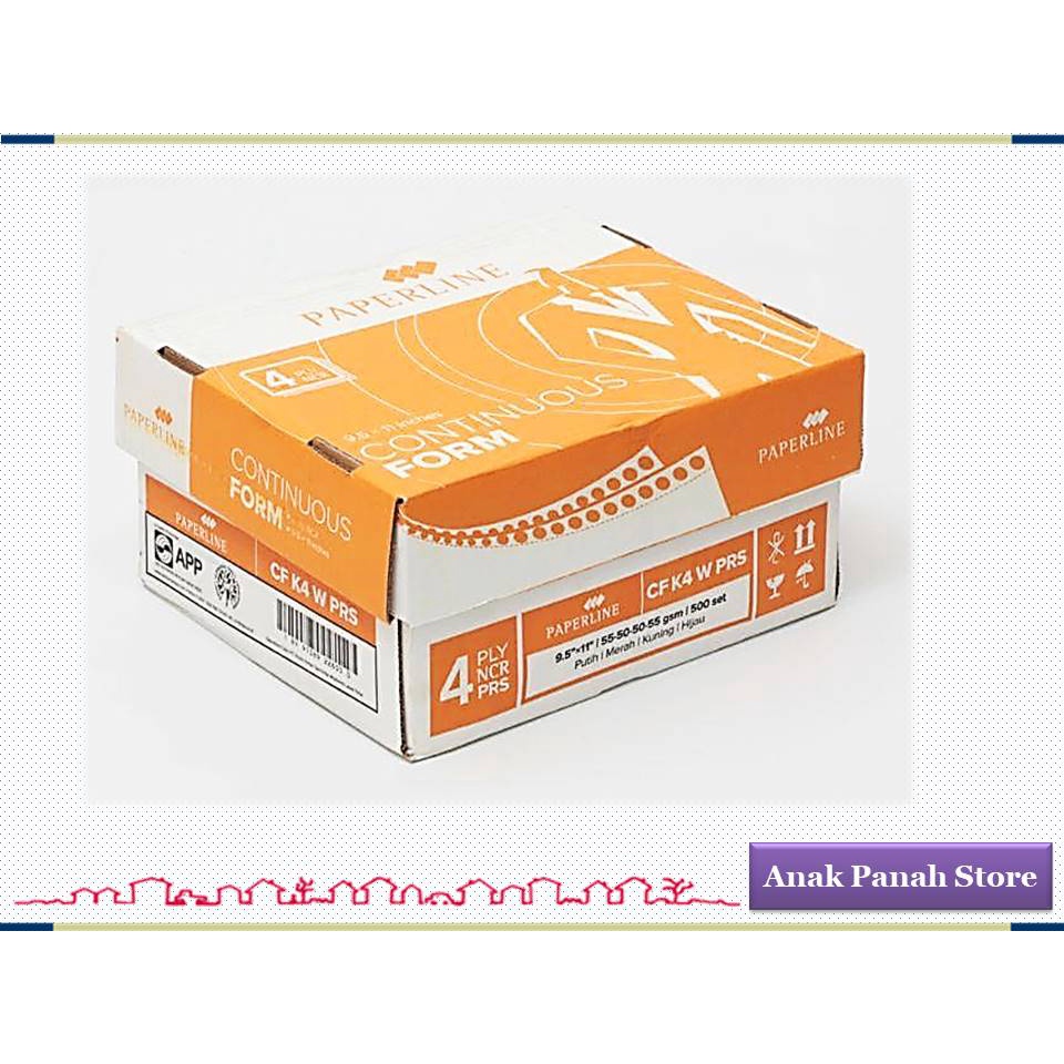 

Continuous Form Uk. 9.5" x 11", 4 ply NCR Merk Paperline