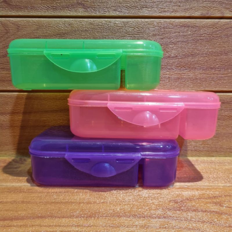 Lunch Box Pamela / Tempat Makan Sekat 2 / Lunch Box Warna Murah / Tempat Bekal