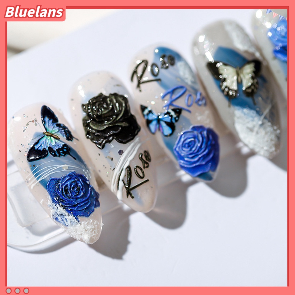 (In Stock) Kacamata Hitam Lensa Warna Warni ♡Stiker Kuku 3D Motif Bunga Butterfly Untuk Dekorasi Nail Art