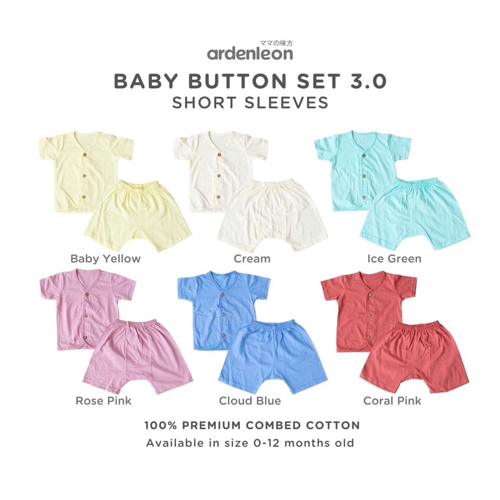 Ardenleon - Baby button SHORT SET (baju setelan)