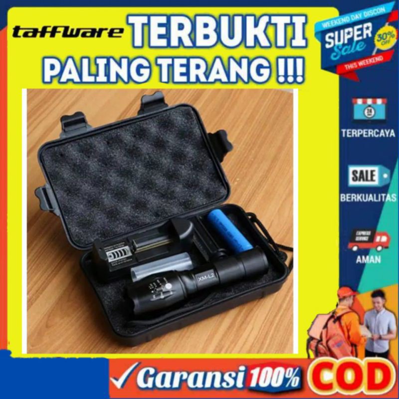 VRtec Paket Senter LED Outdoor Swat Police Super dan Paling Terang Original Lumens flashlight cas