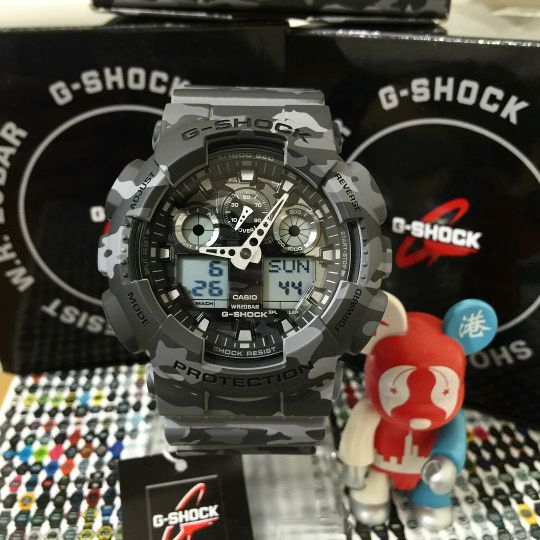 Jam Tangan Pria Casio G-Shock GA-100CM Grey Army Original BM