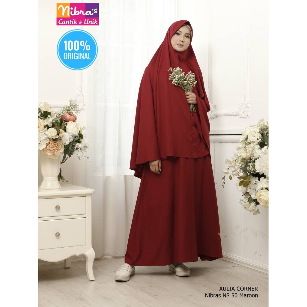 Baju Muslim Gamis Cadar Terbaru Nibras NS 50 Maroon ORIGINAL Gamis Syari Shopee