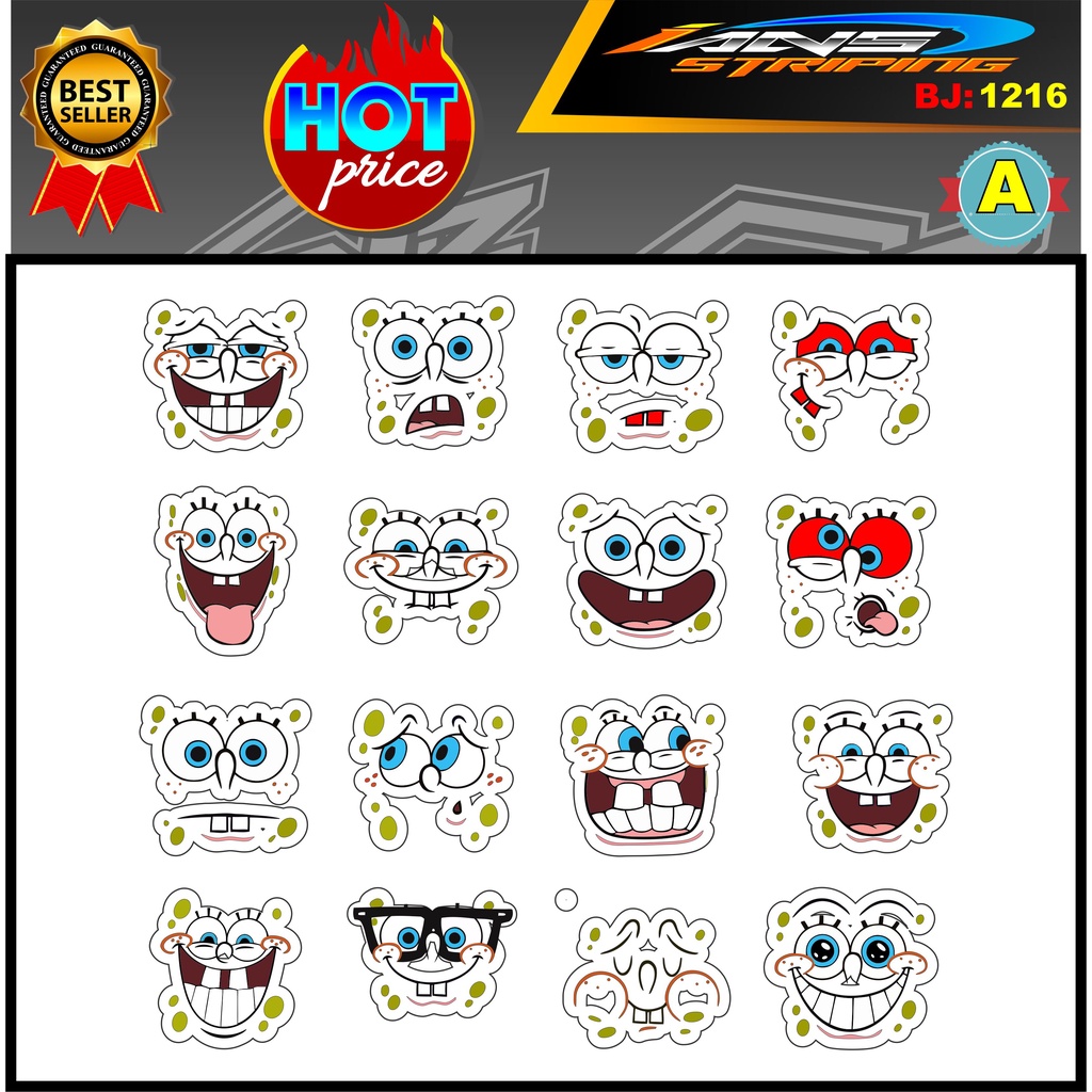 STICKER SPONGEBOB LUCU / STIKER HOLOGRAM / STIKER LAPTOP HP KULKAS / STIKER ESTETIK