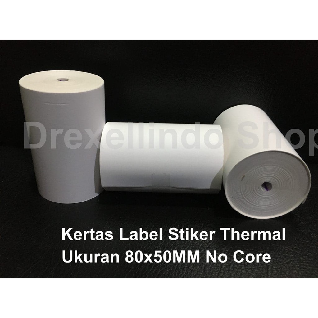 Kertas Thermal Label Stiker Continuous No Core 80x50MM