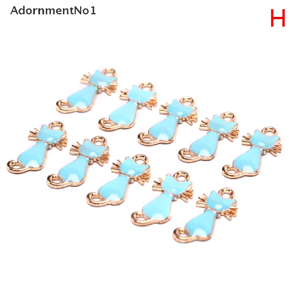 [AdornmentNo1] 10Pcs/Set Enamel Alloy Cat Charms Pendant Jewelry Finding DIY Craft Making Gift  [new]