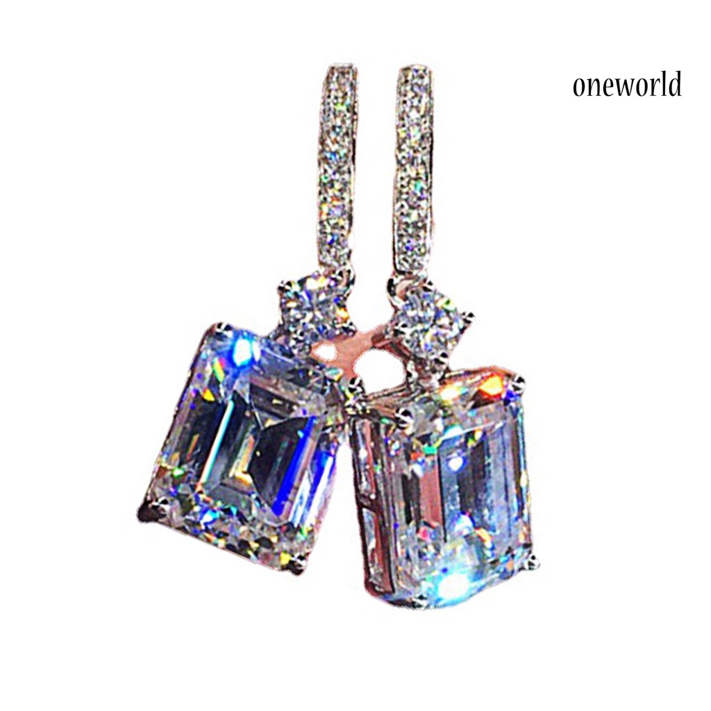 OW# 1 Pair Earrings Fine Workmanship Decoration Alloy Women Square Shape Earrings for Daily Life