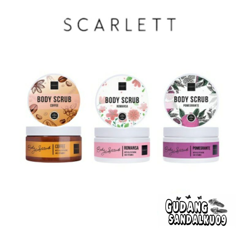 SCARLET Whitening Body Scrub ROMANSA POMEGRANTE COFFEE Scarlett By Felicya Angelista - LULUR SCARLETT